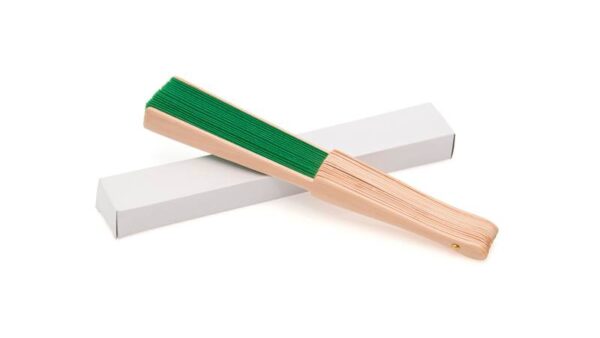 ABANICO DE TELA Y MADERA EN CAJA BLANCO - Image 3