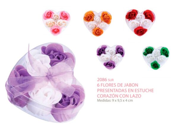 6 FLORES DE JABON PRESENTADAS EN ESTUCHE CORAZON - Image 4