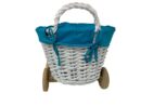 CESTA DE MIMBRE EN FORMA DE CARRITO AZUL
