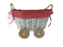 CESTA DE MIMBRE EN FORMA DE CARRITO ROSA